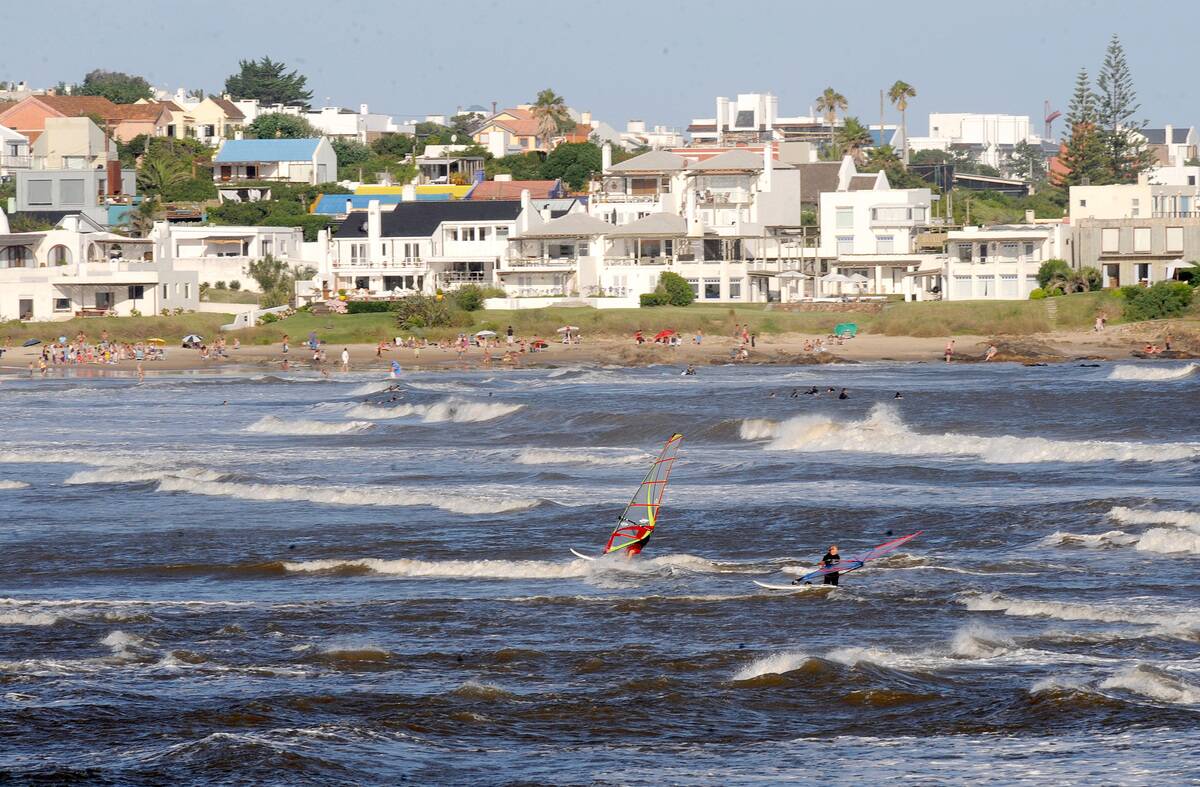 This file picture shows tourists windsur