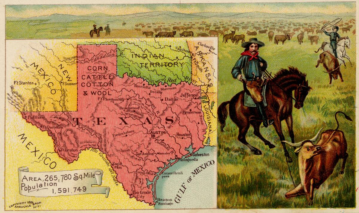 Map Of Texas From 'Arbuckles' Illustrated Atlas of the USA'