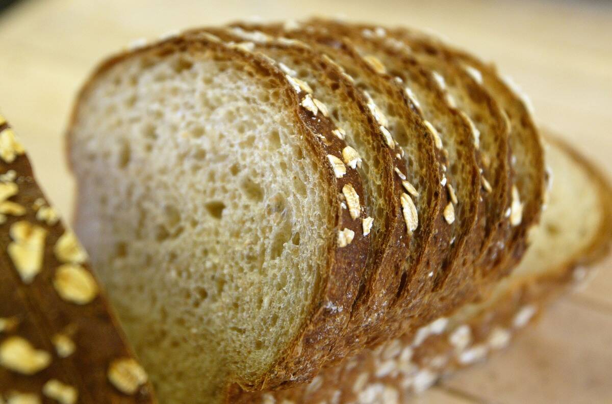 Loaf of bread cut into slices