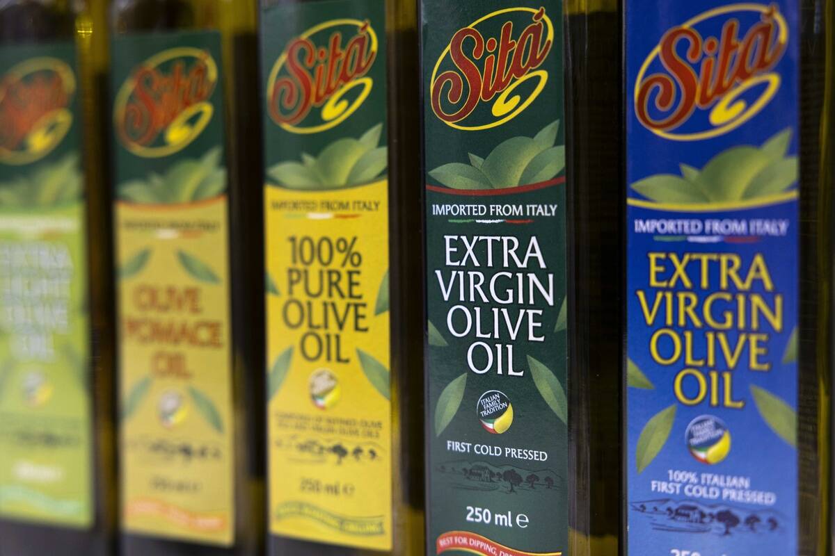 Olive oil on display inside Italy's exhibition pavilion at...