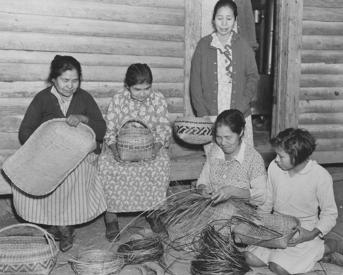 Group Of Choctaw Indian Women Making Baskets