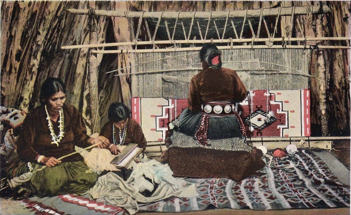 Vintage souvenir postcard, Navajo Nation, Indian Life in the Southwest series, 1937