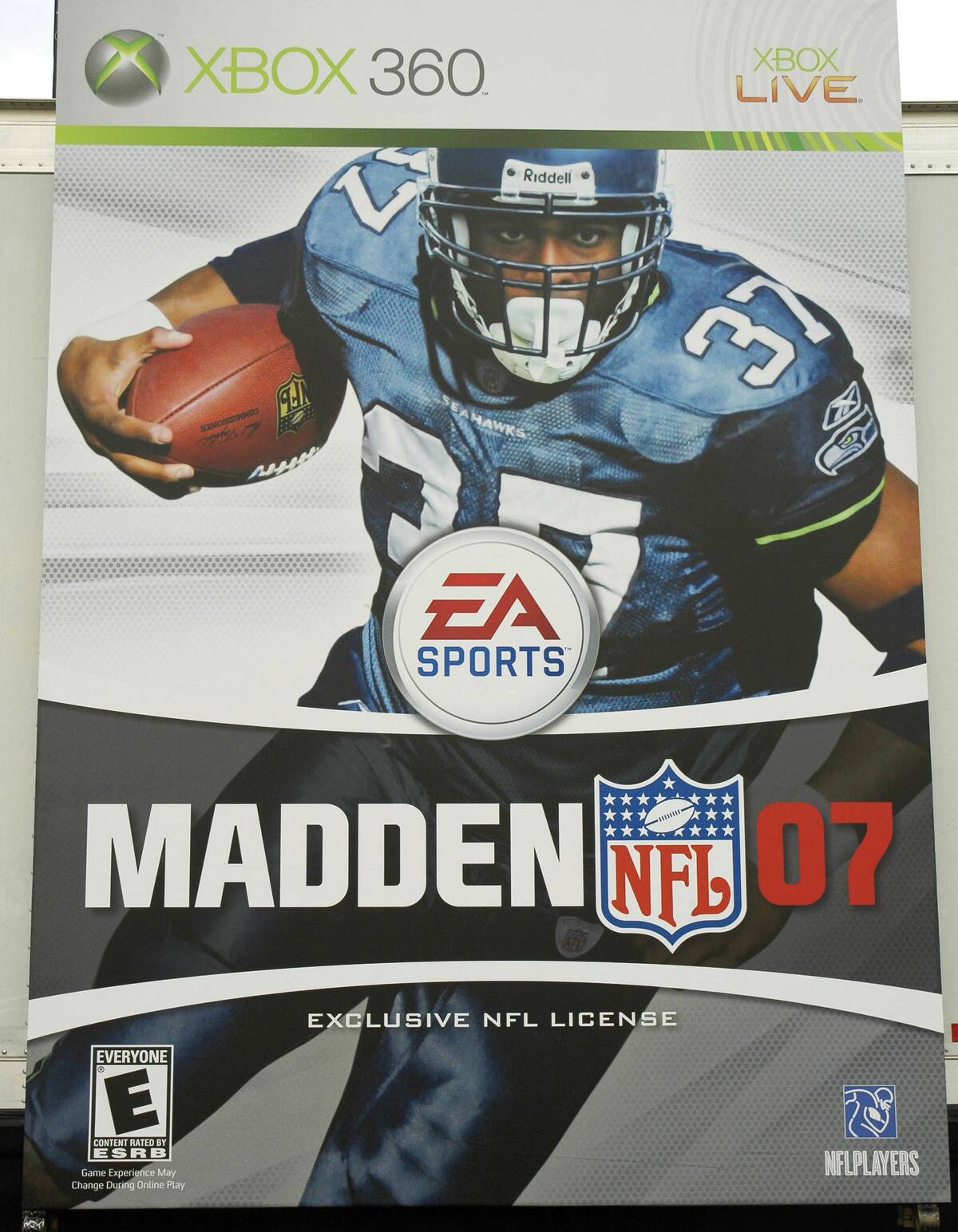 A poster depicting Seattle Seahawks running back Shaun Alexa