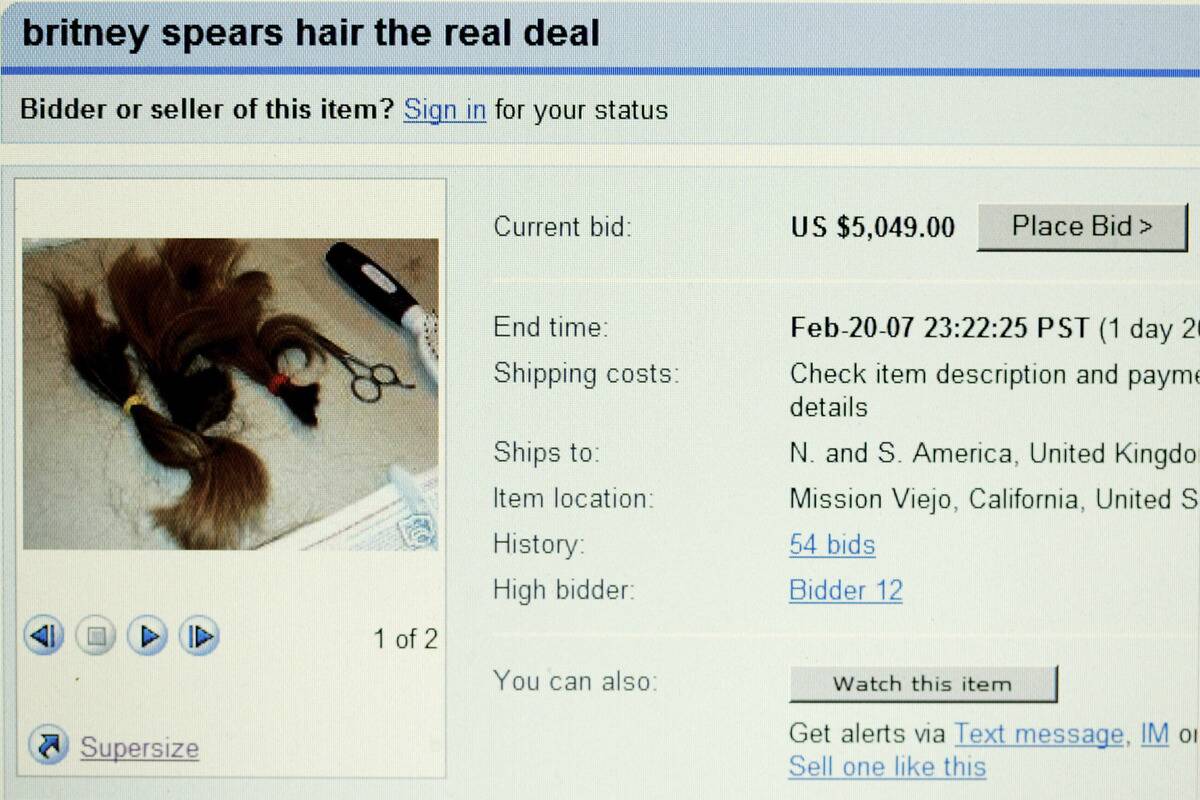 Britney Spears' Hair For Sale On Ebay
