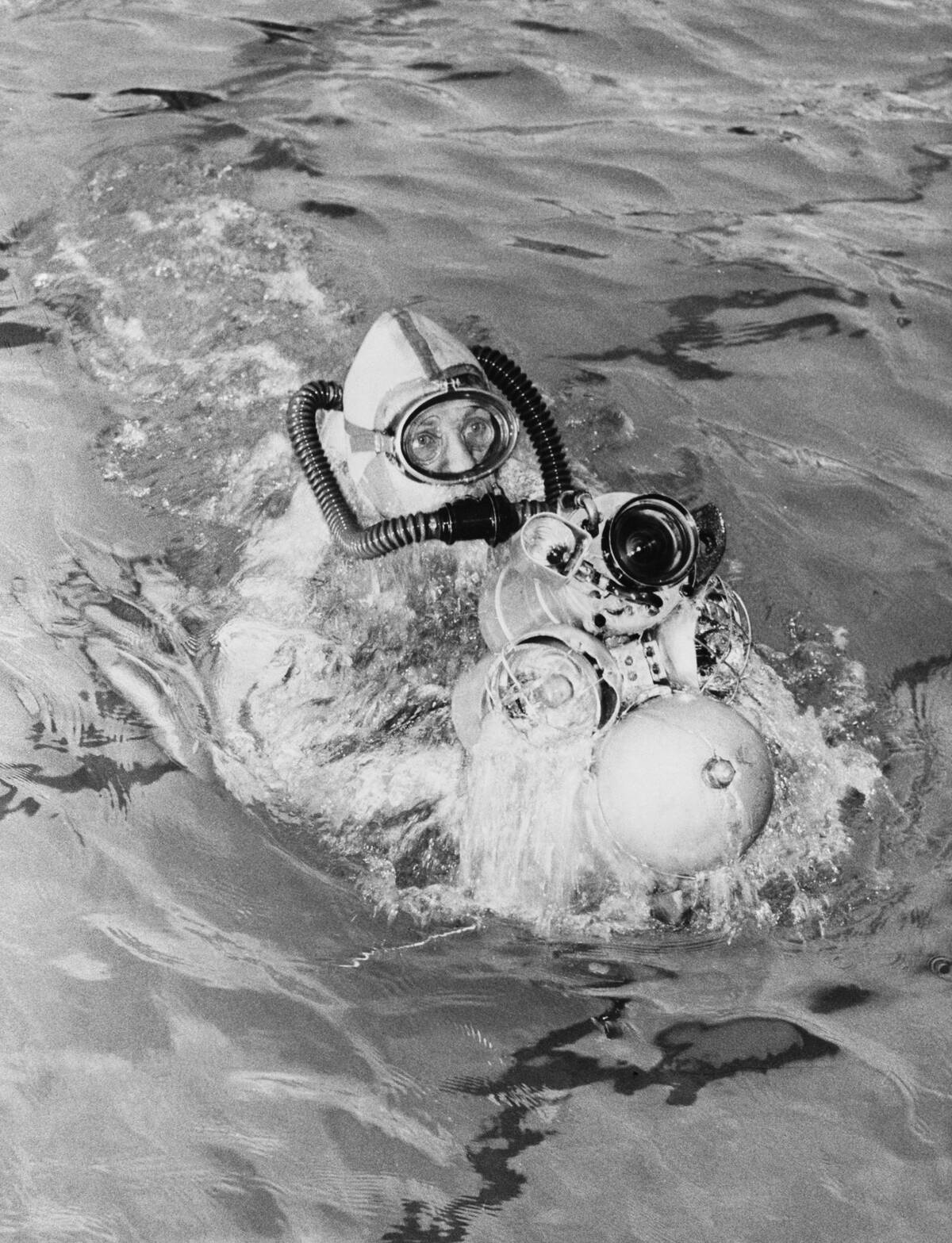 Dimitri Rebikoff Demonstrating Underwater Vehicle