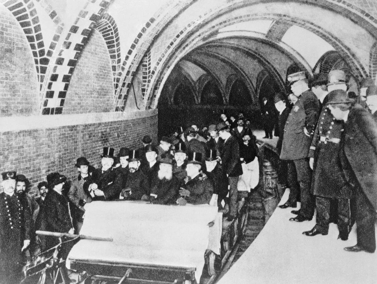 First Passengers Riding in Subway