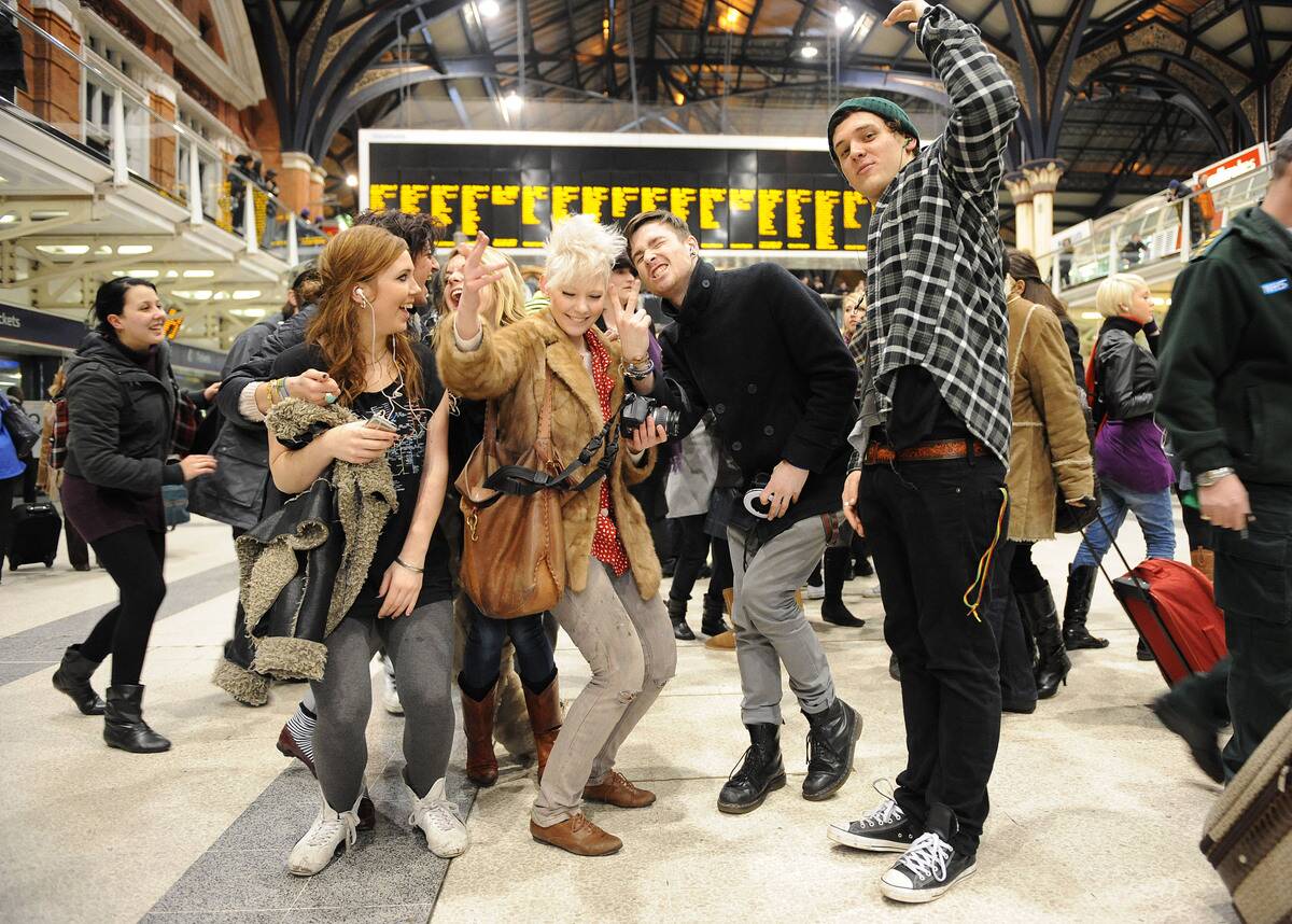 Flashmob Dancers Congregate At London Liverpool Street Station