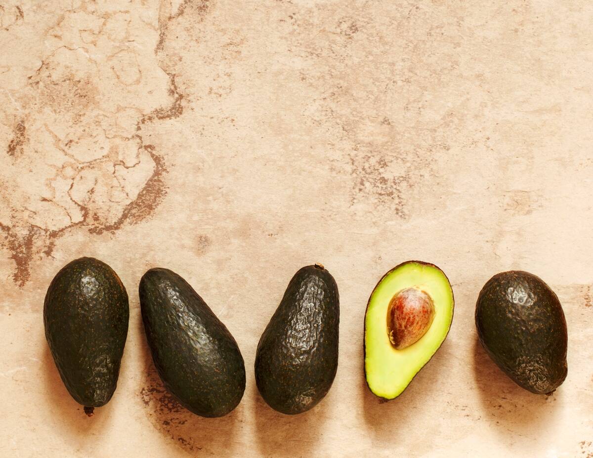 Fresh Avocado. Frame. top view. flat lay. copy space