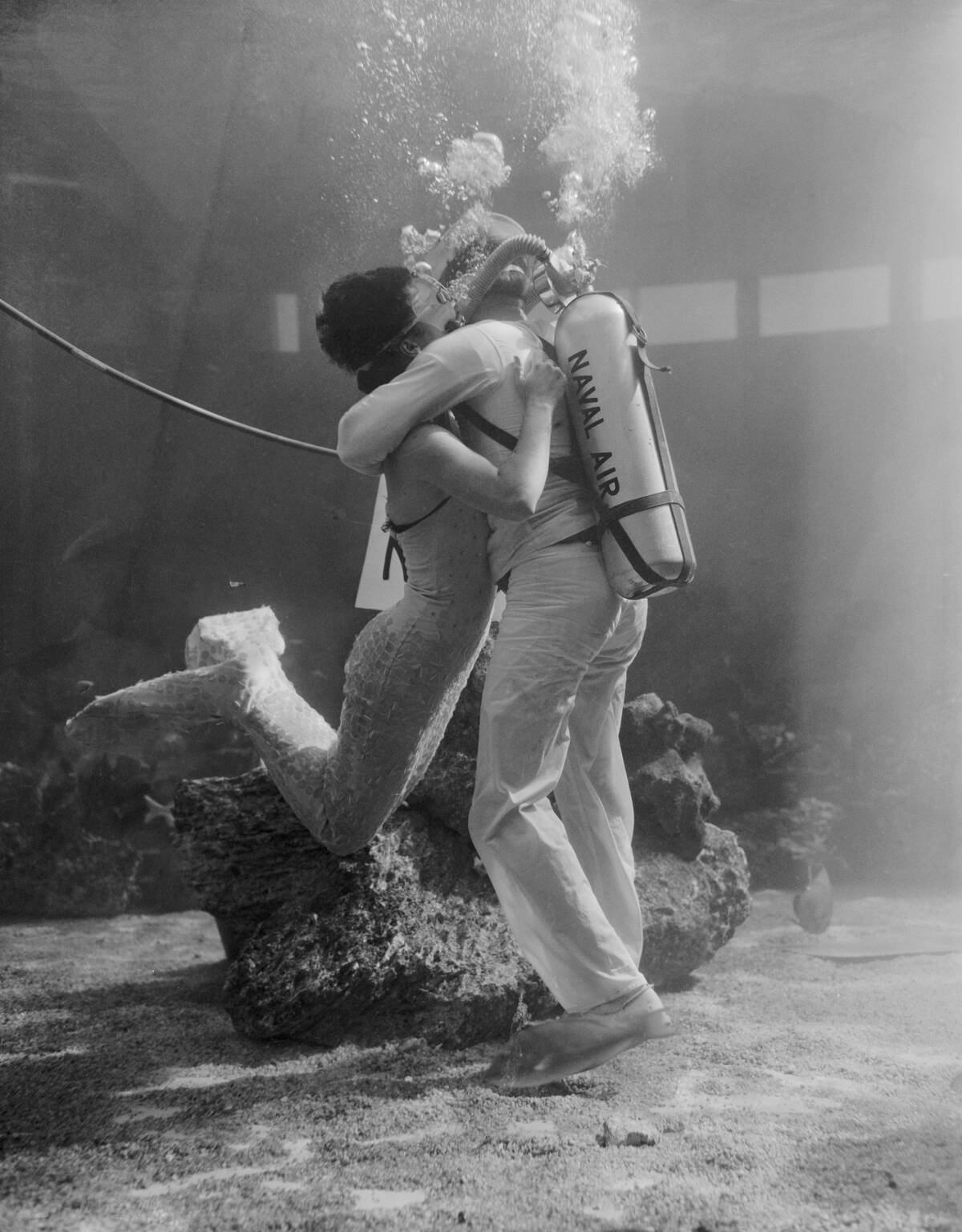 Frogman Kissing Mermaid