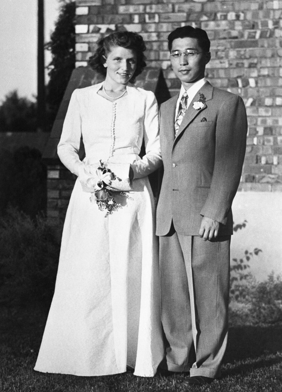 Gordon K. Hirabayashi and Esther Schmoe on Wedding Day