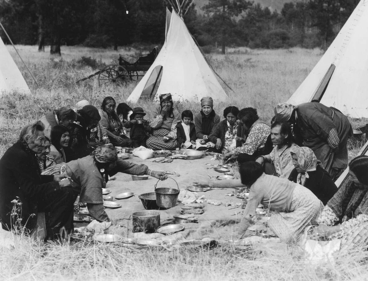 Group Of Indians Enjoying Their Salish Celebration