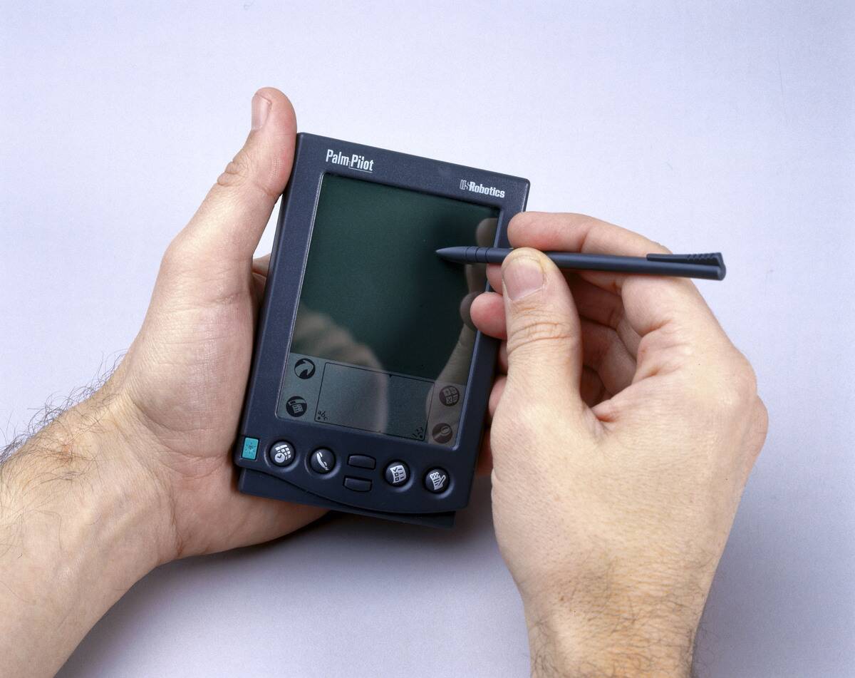 PalmPilot palmtop computer, c 1998.