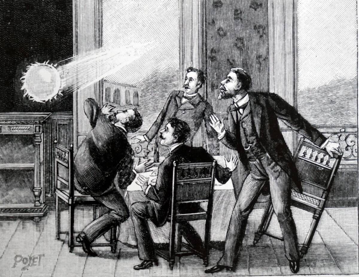 Path of ball lightning observed at the Hotel Georges du Loup. near Nice