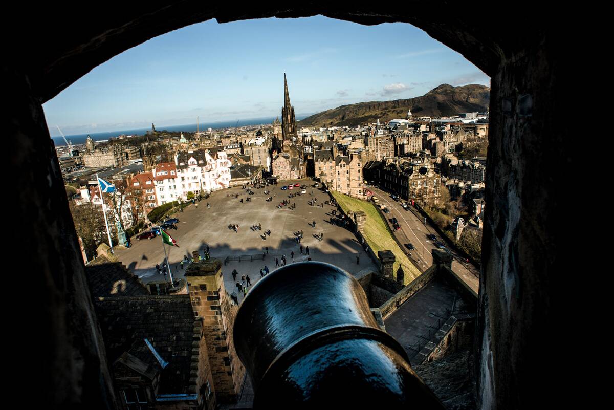 The Esplanade from one the holes of cannon of the Edinburgh...
