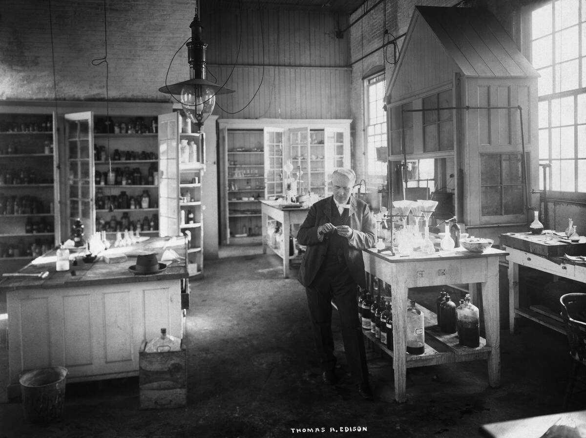 Thomas Edison Standing in Laboratory
