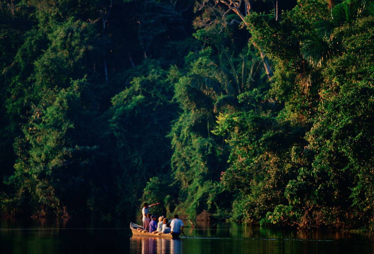 Tourists, Lake Sandoval, Peru Rain Forest
