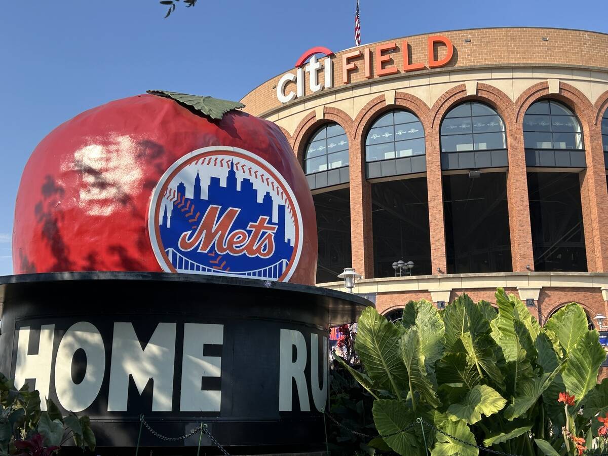 View of CitifField with Mets Home Run Big Apple, Queens, New York