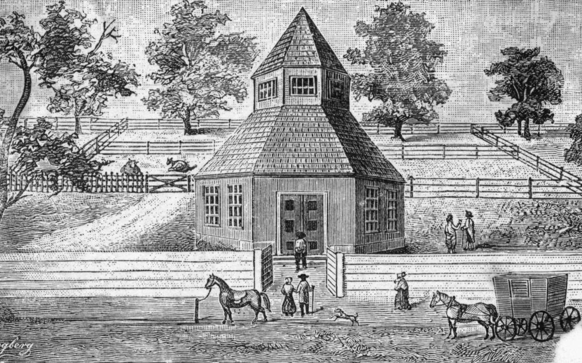 Woodcut of the First Burlington Meeting House