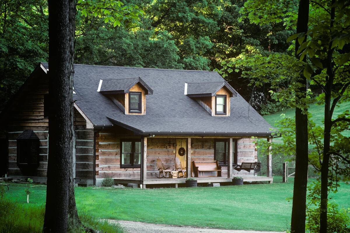1980s Hewn Log Cabin Home I...