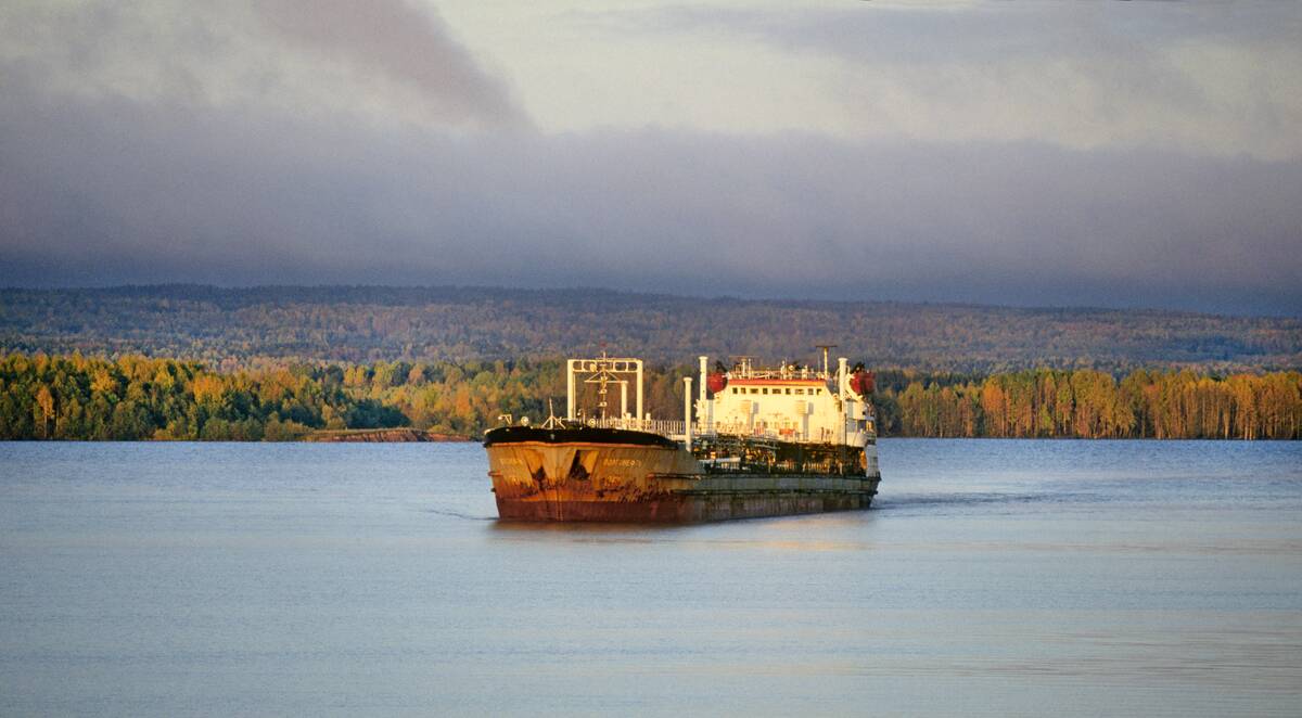 A Tanker On The Volga River, Russia