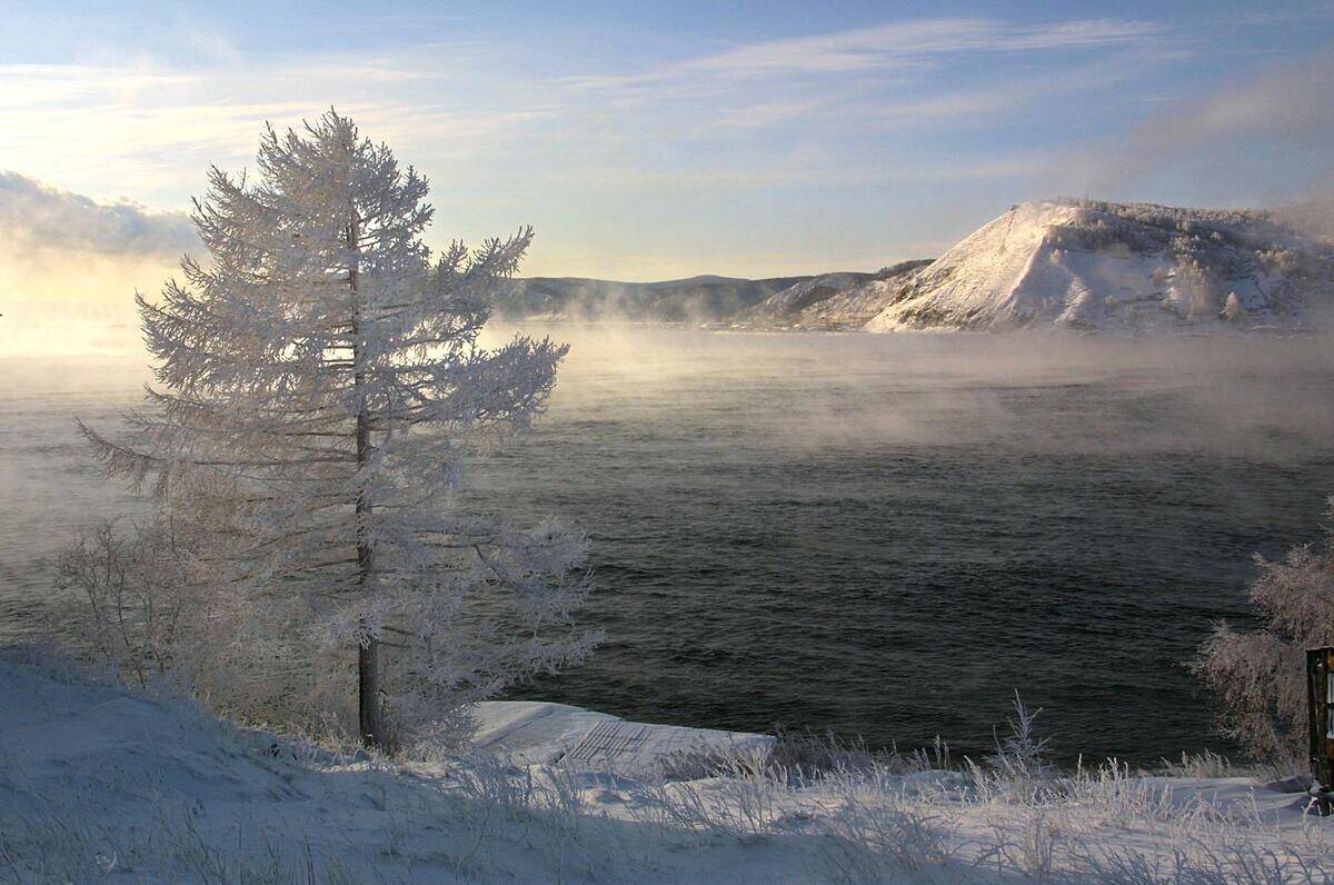 A view of the Baikal lake taken 11 December 2000 f
