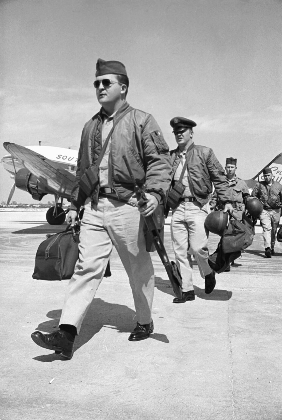American Air Force Troops Leaving Training Base