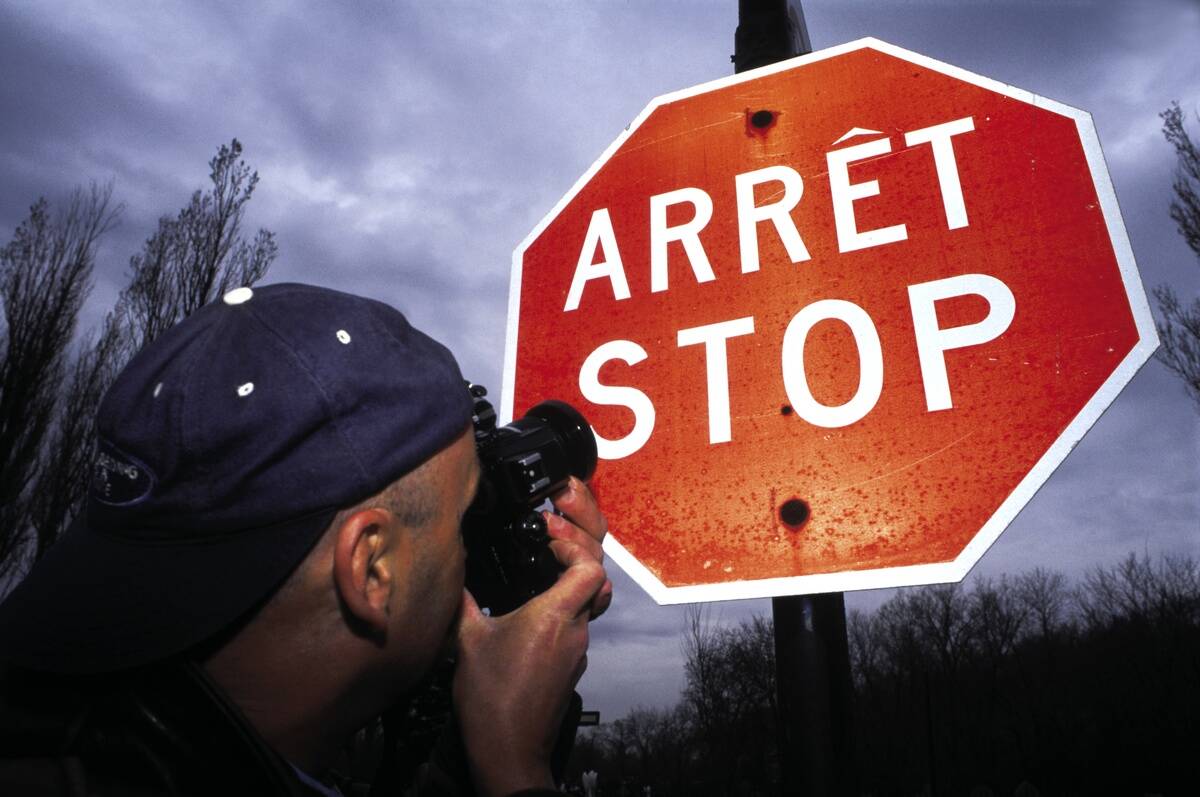 Bilingual road sign, Canada