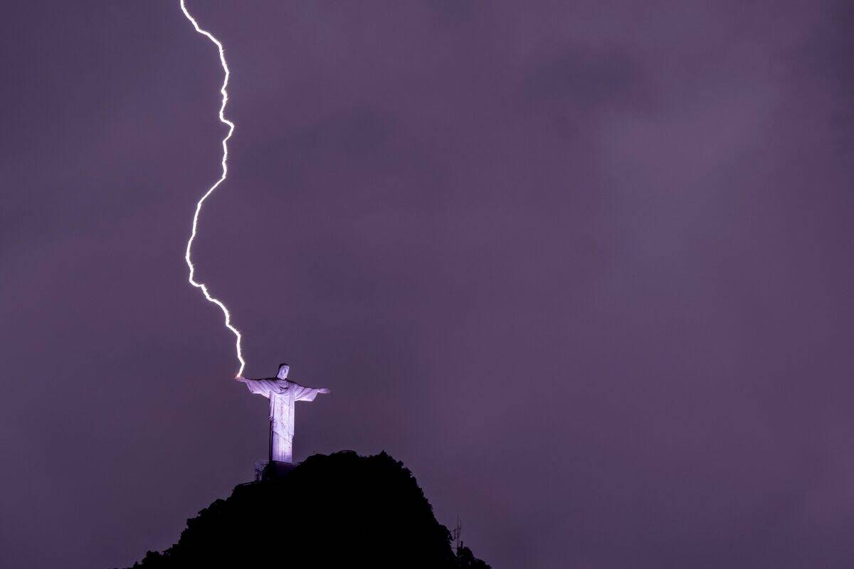 BRAZIL-WEATHER-STORM-LIGHTNING-CHRIST THE REDEEMER