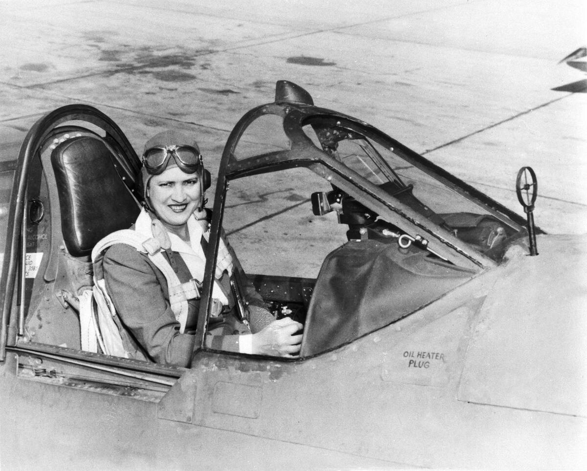 Jacqueline Cochran in P-40 Warhawk Fighter Plane, ca. 1942-1945