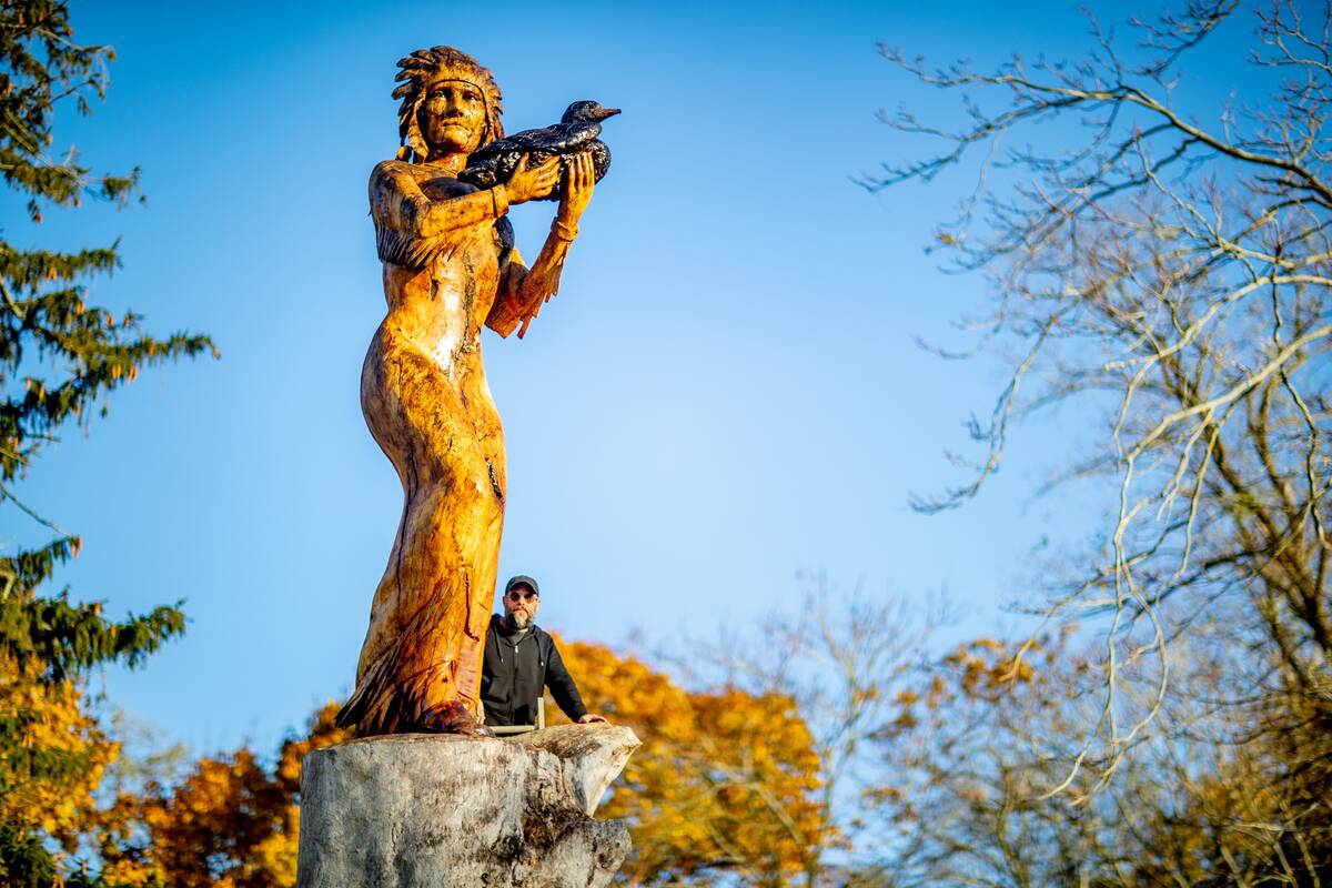 Lady of the Lake Carved Sculpture in Ronkonkoma, New York