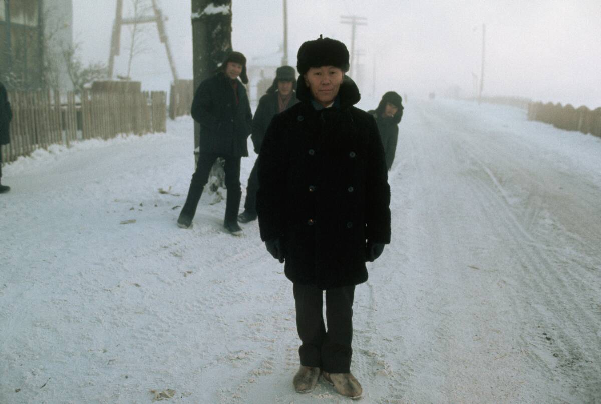 Mayor of Verkhoyansk in a Snow-Covered Street