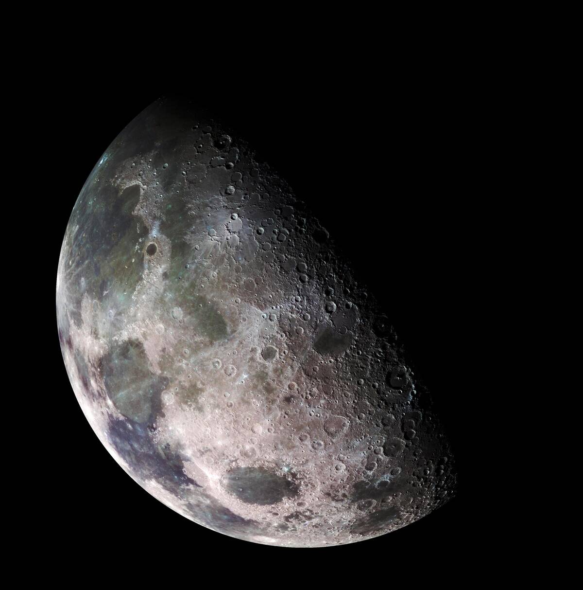 Photograph showing crater makings from impacts on the surface of the Moon. 2022