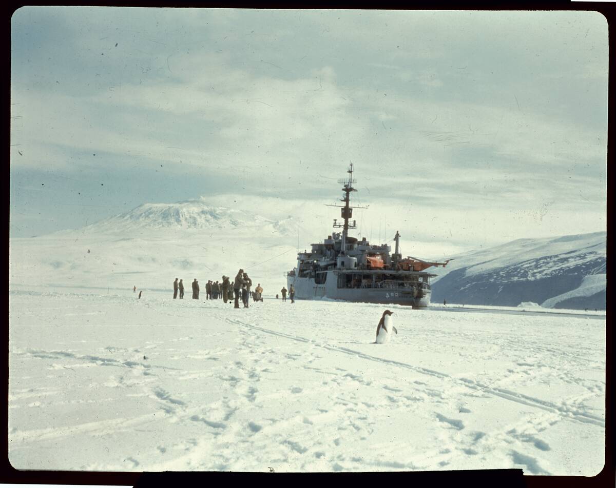 Richard E. Byrd and Accomplices Walking on Snow