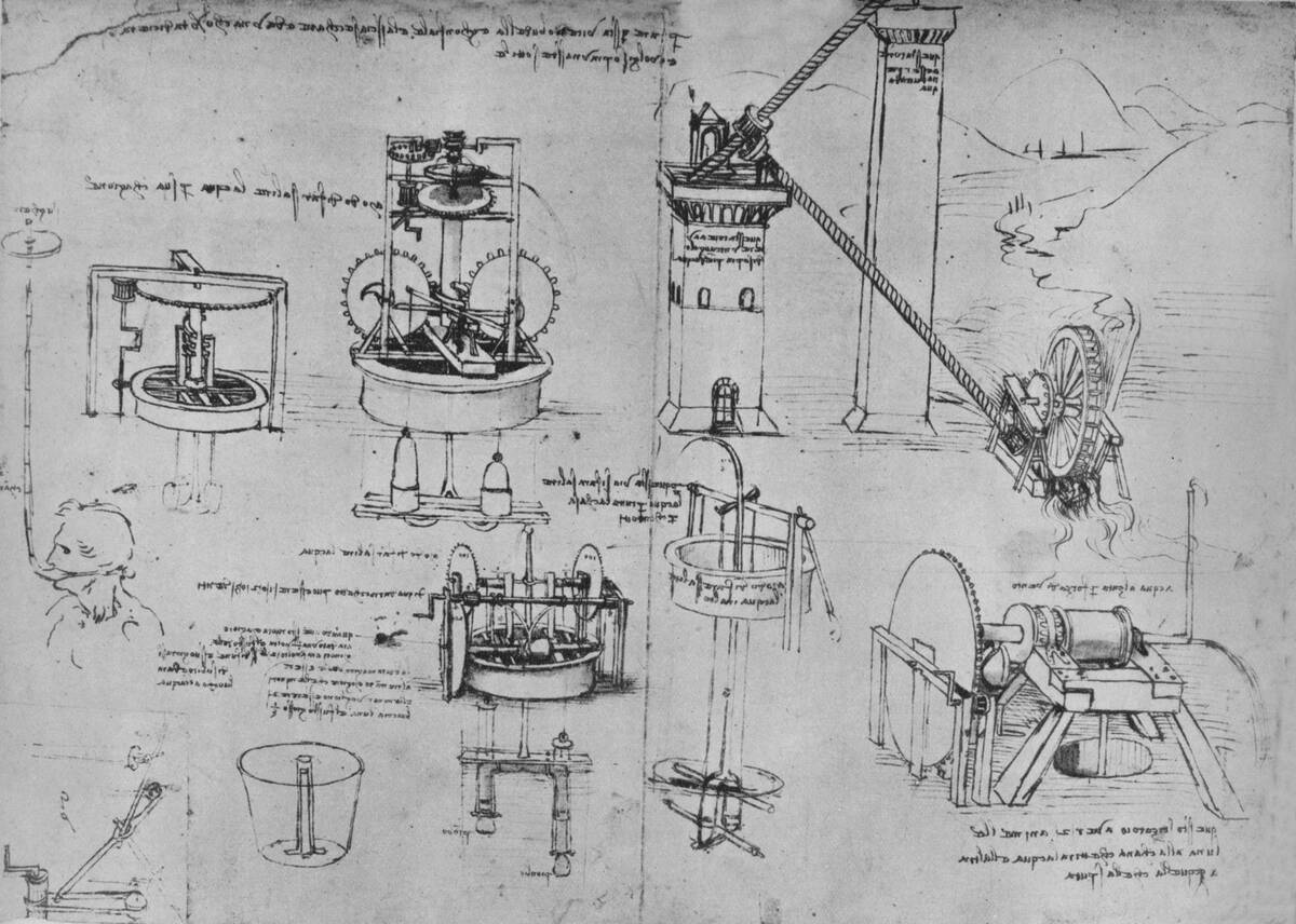 'Studies of Suction Pumps, Archimedes Tubes, Etc.', c1480