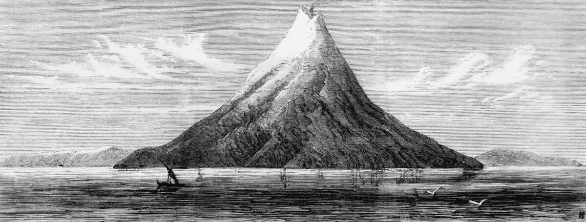 The Island and Volcano of Krakatoa Engraving