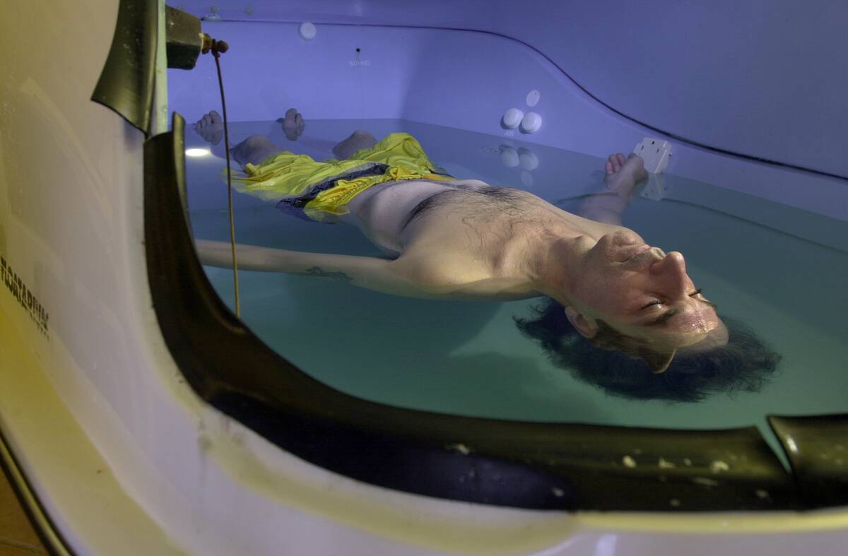 TRANQUILITYFLOAT-January 28, 2003-Serge Therrien, relaxes in a sensory deprivation tank called a 'fl