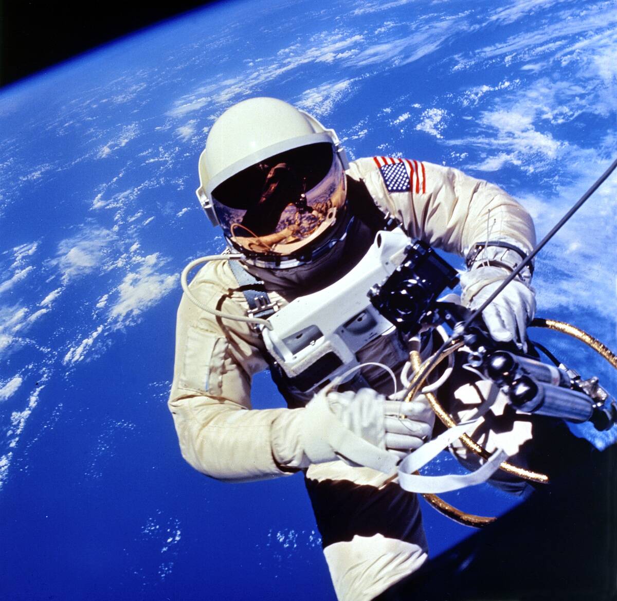 US Astronaut Edward H. White II carrying out external tasks.