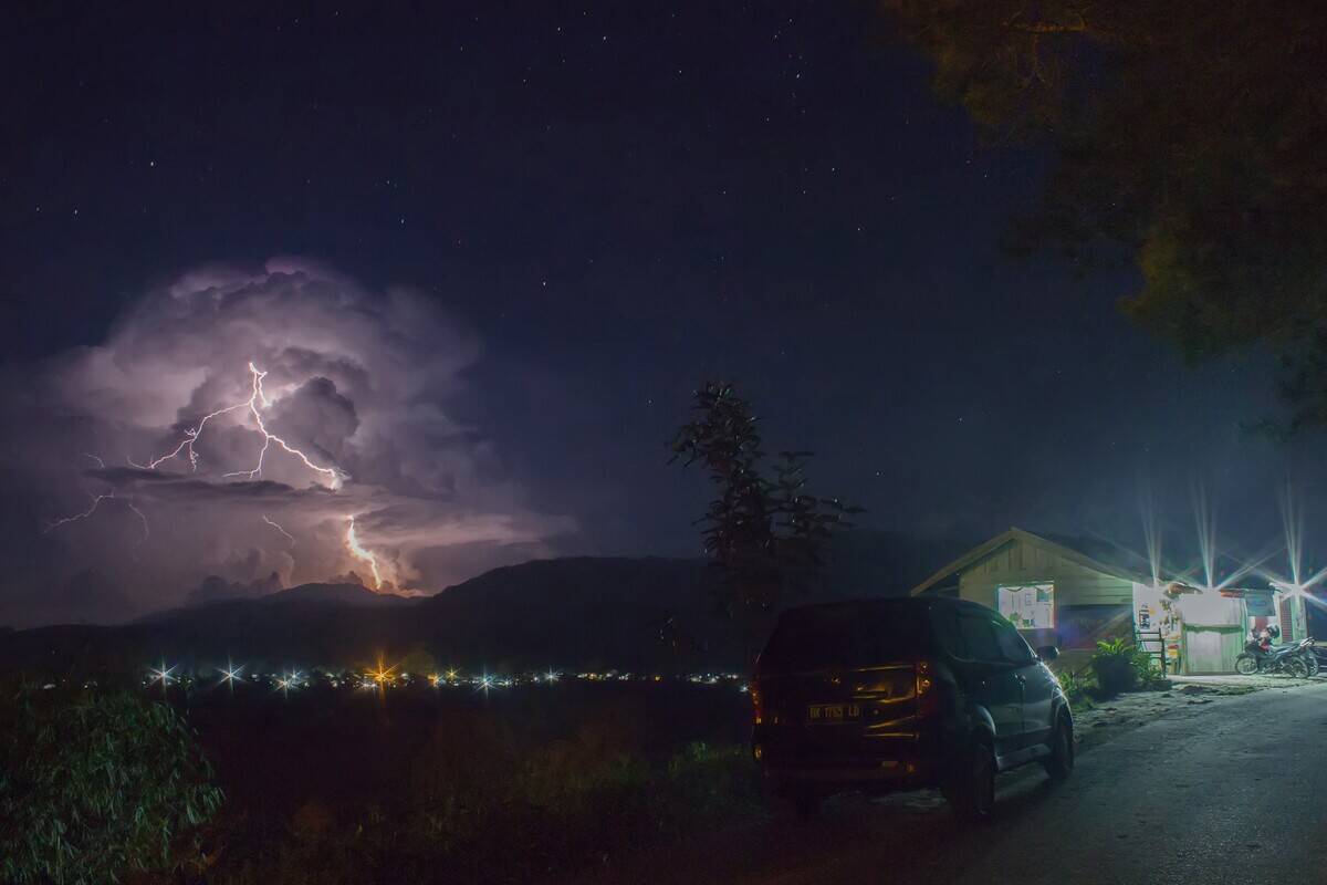 Volcano Mount Sinabung Eruption in Indonesia