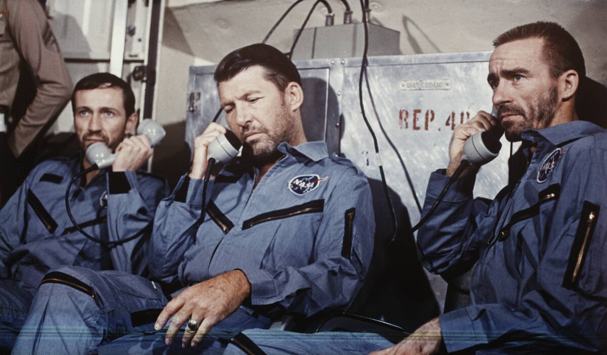 Apollo 7 Astronauts On Phone