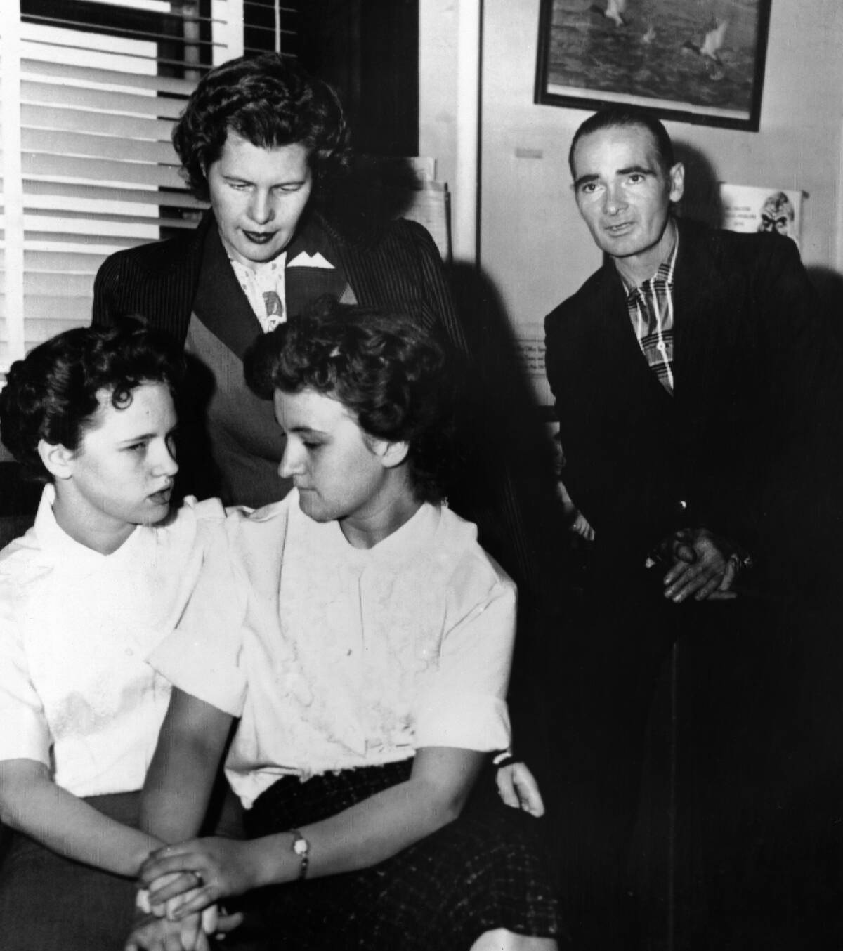 Barbara, Mr. and Mrs. Fugate Consoling Caril Fugate