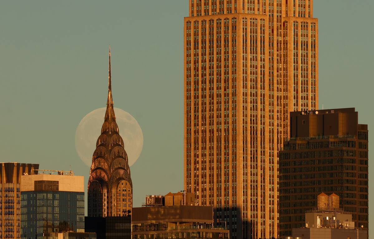 Beaver Moon Rises at Sunset in New York City