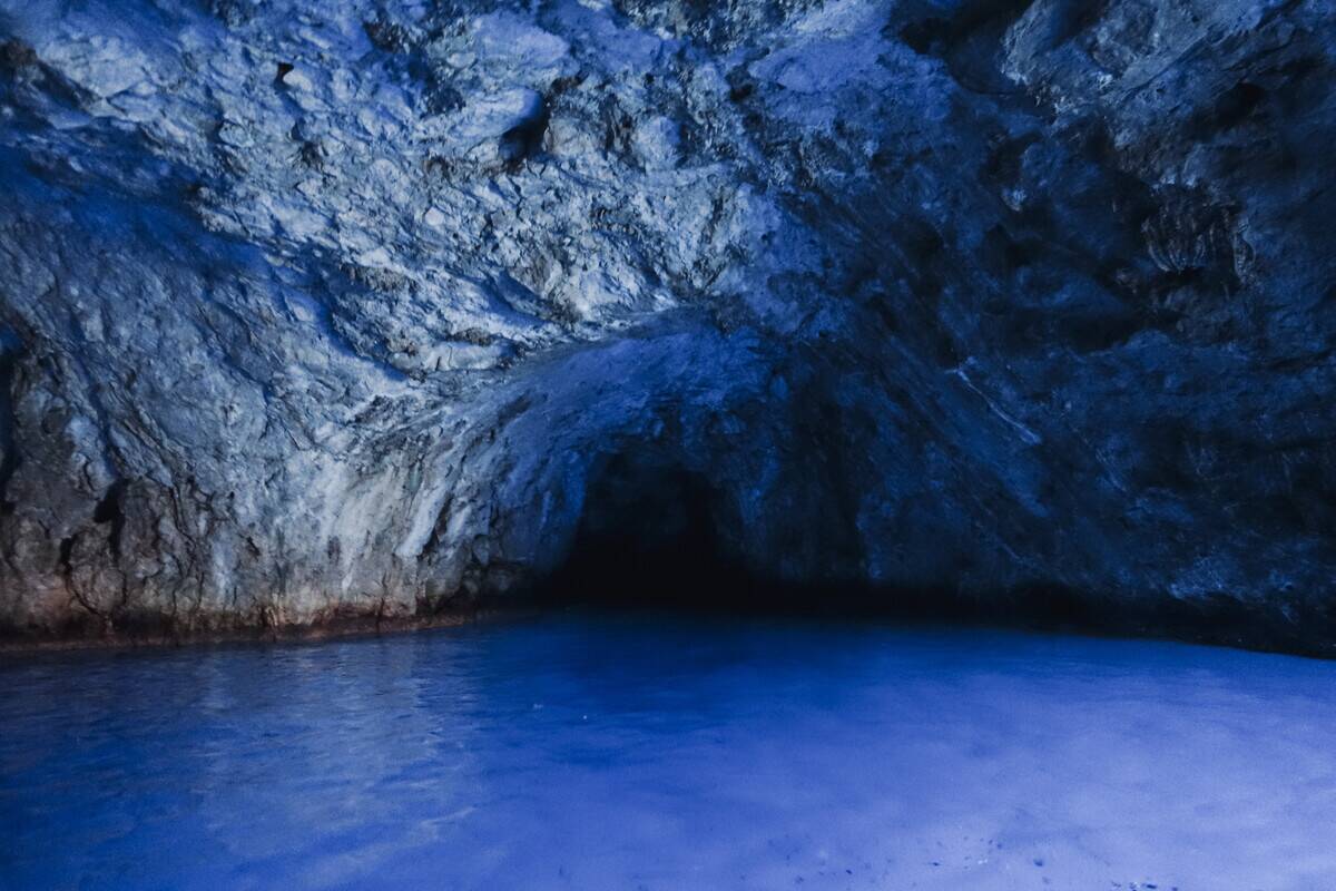 Interior view of the Blue Grotto, Island of Capri...