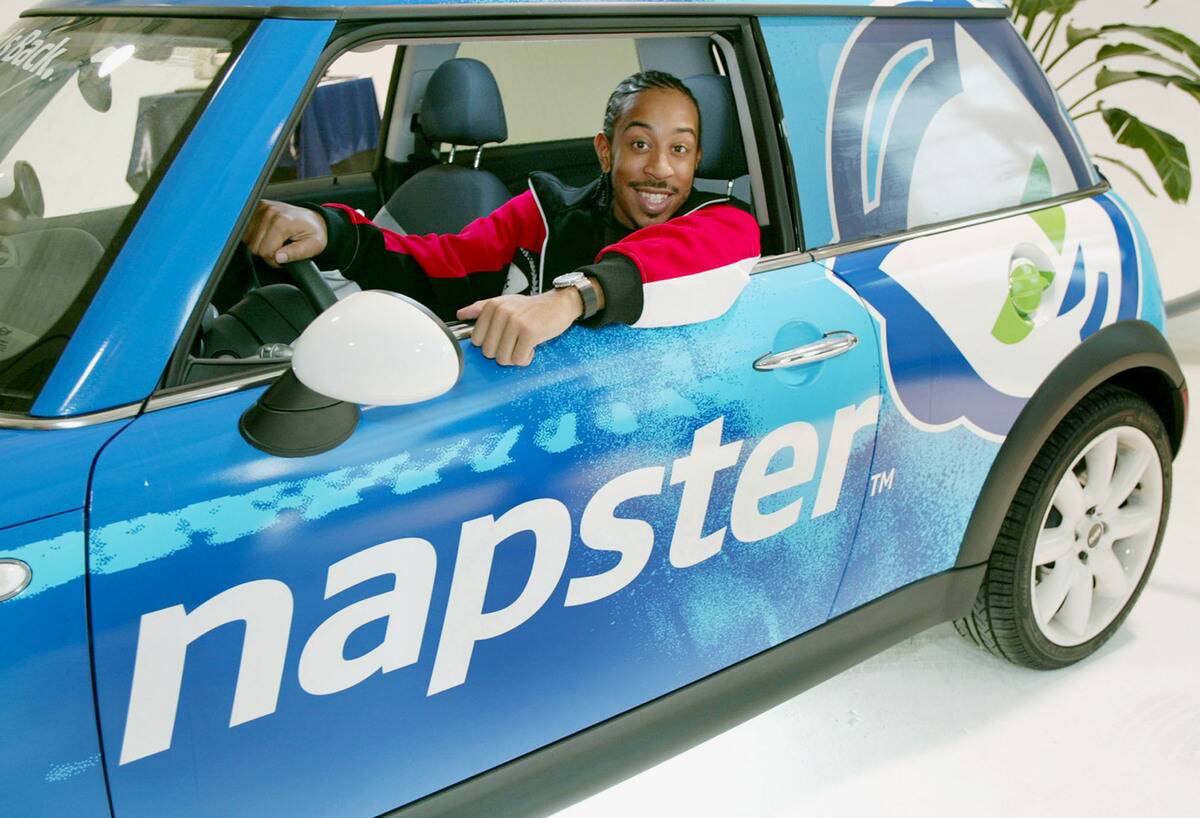 Ludacris Sits in Napster Car at Napster Press Event
