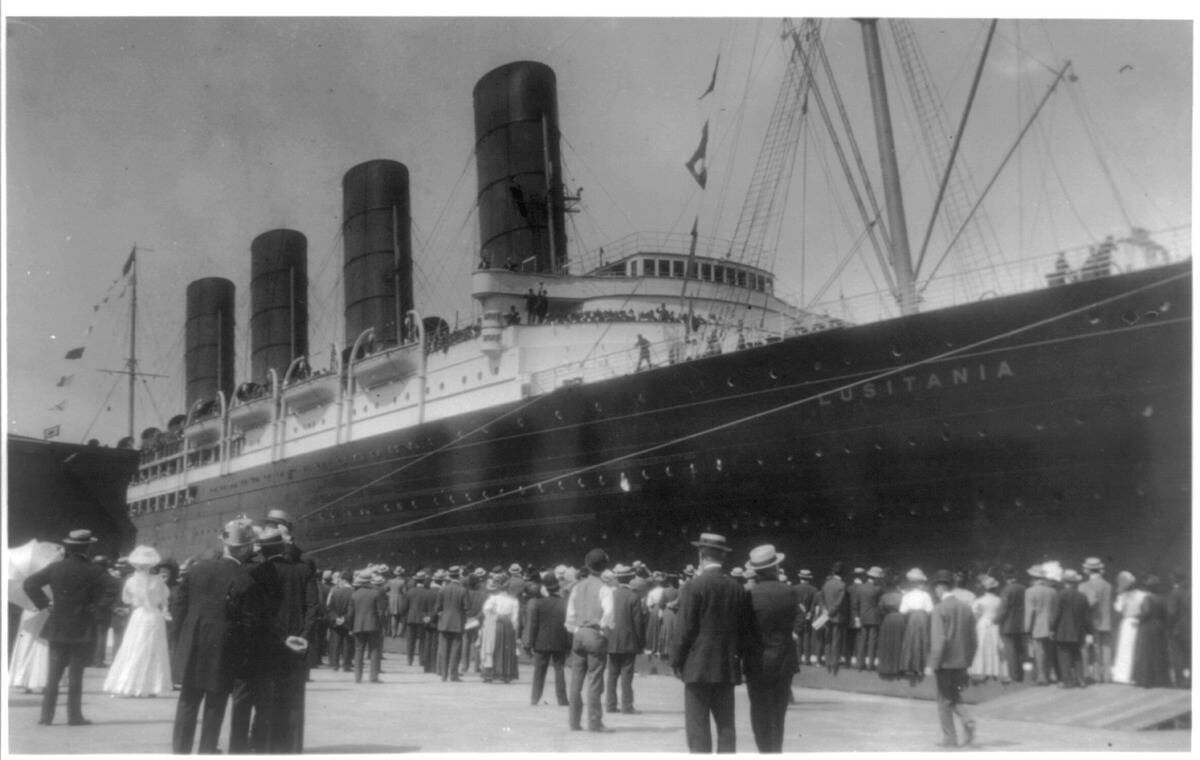 Lusitania Arriving In N.Y. For First Time