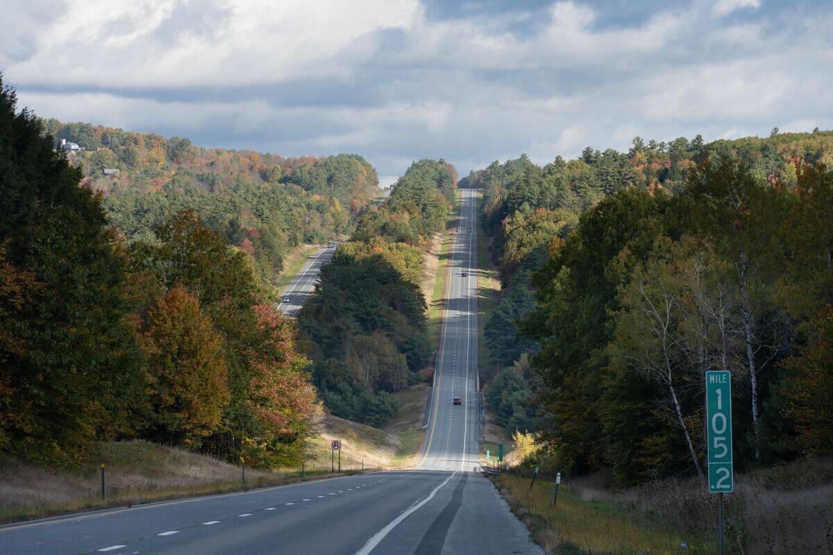 Milepost on Interstate 91 northbound, Vermont
