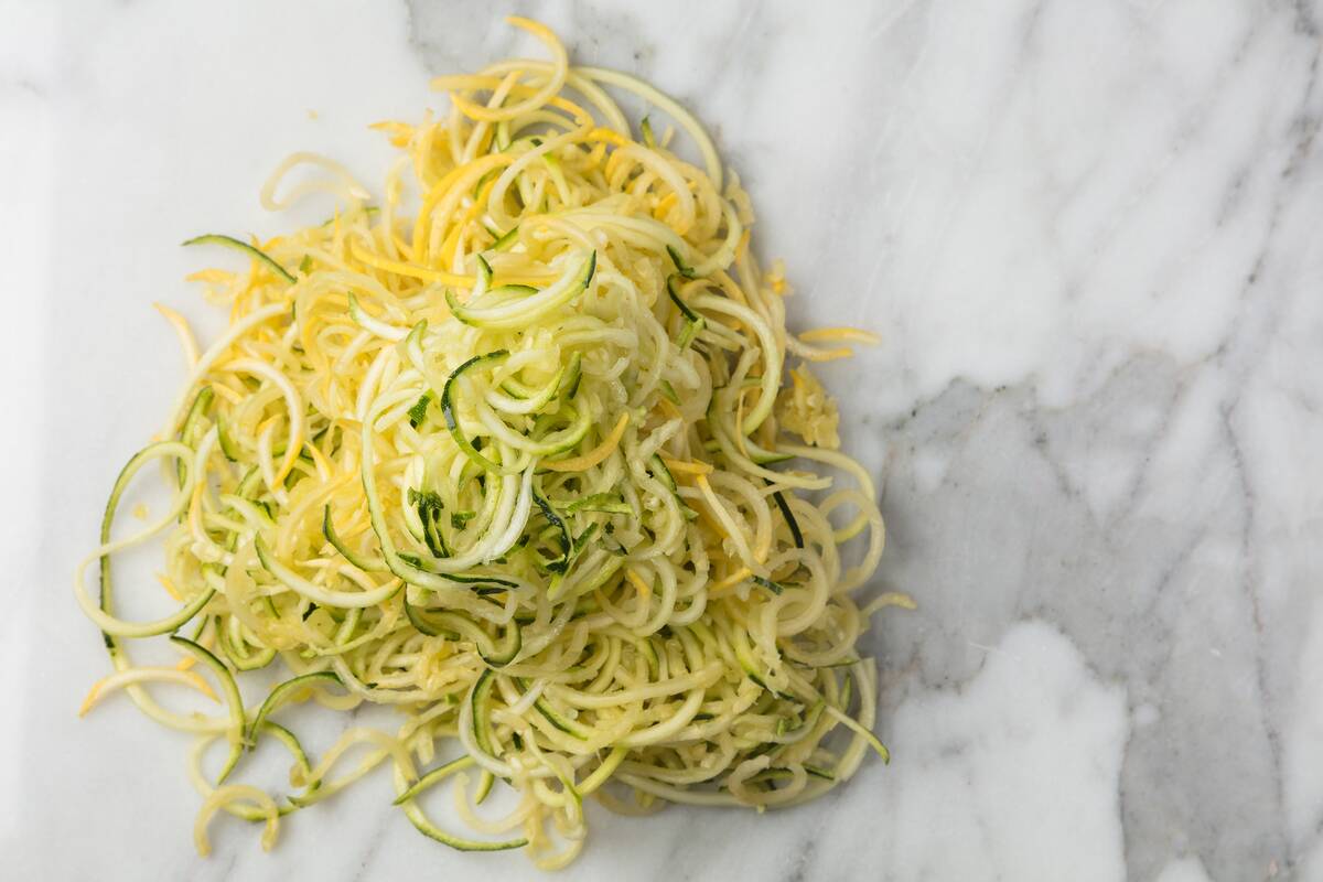 Pile of zucchini noodles zoodles