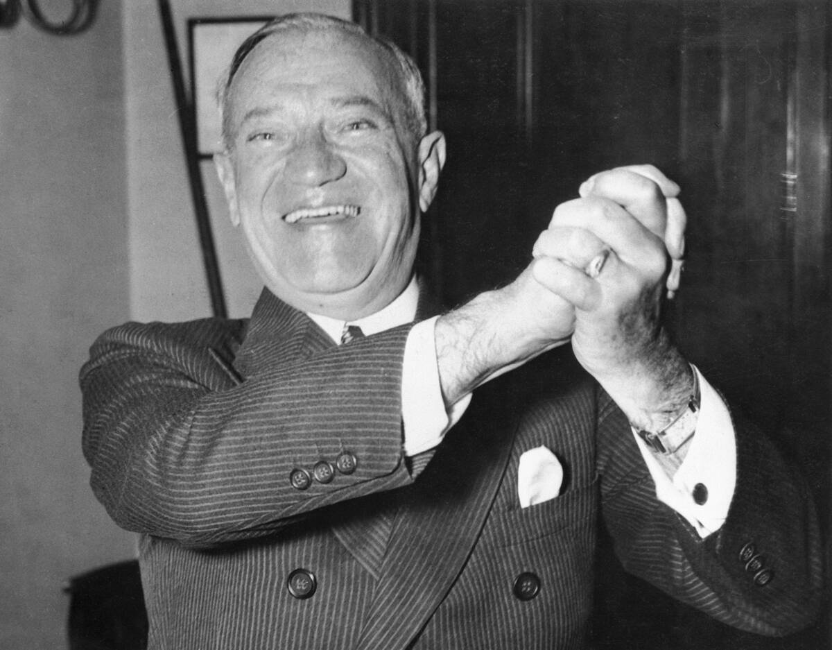 Senator Robert Wagner Clasping His Hands in Approval