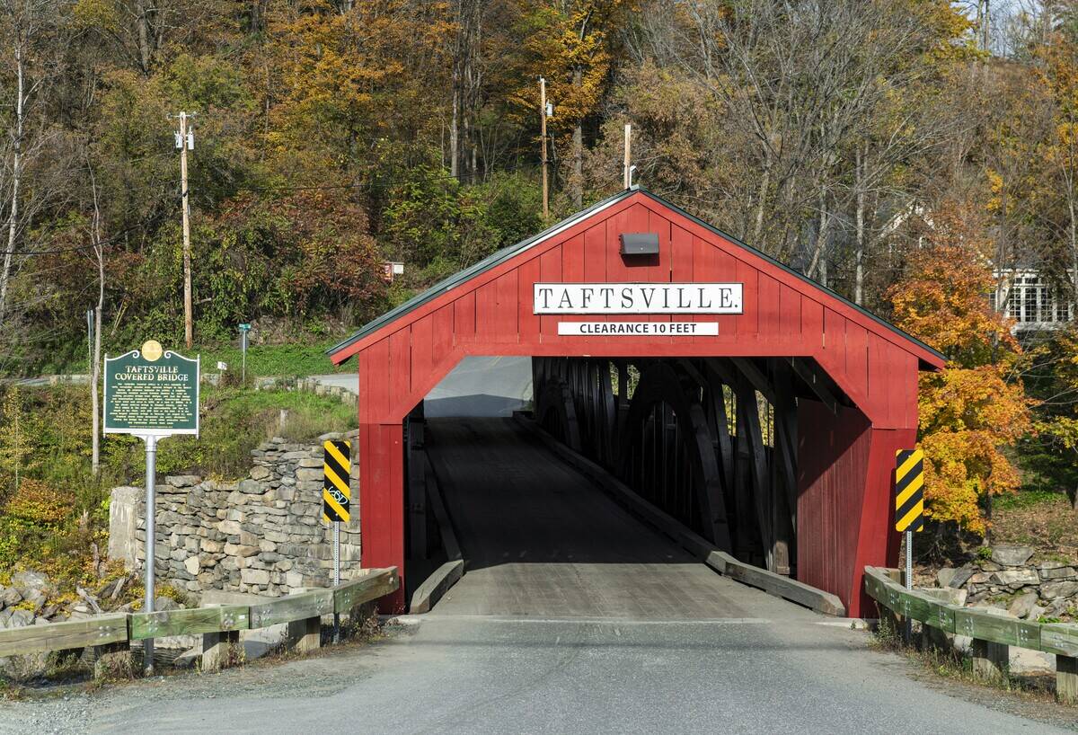 Taftsville Covered Bridge at Taftsville in Vermont.