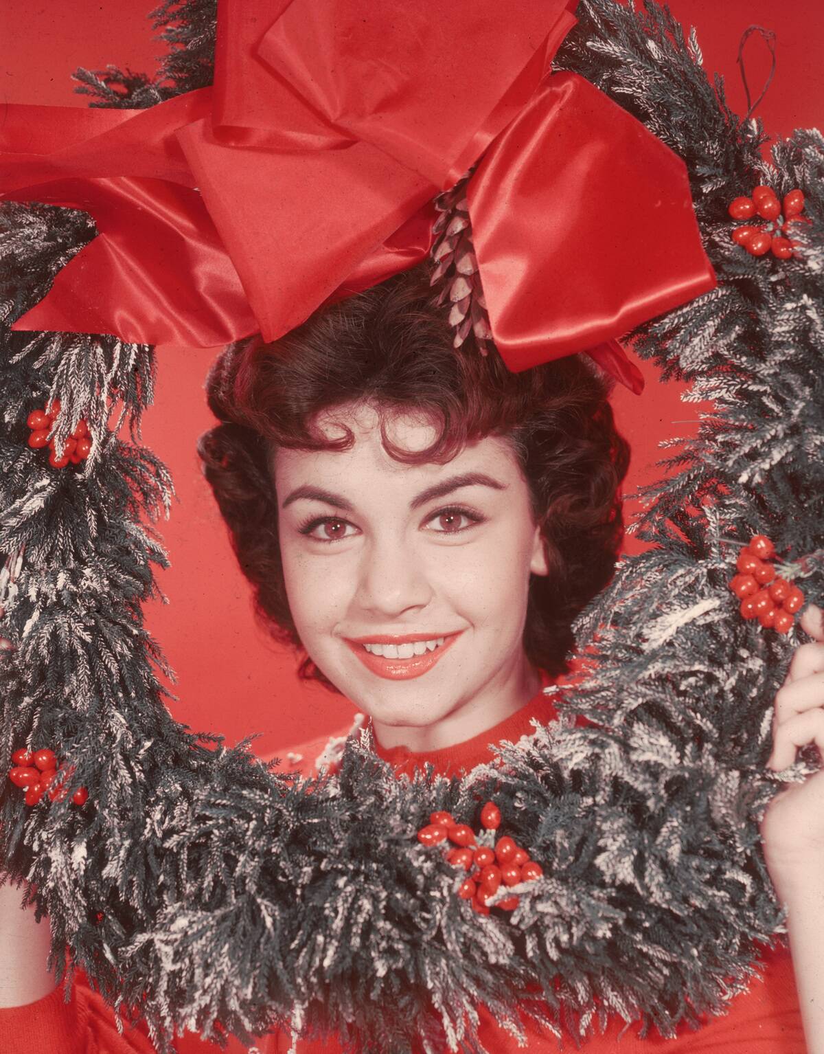 Annette Funicello With Christmas Wreath