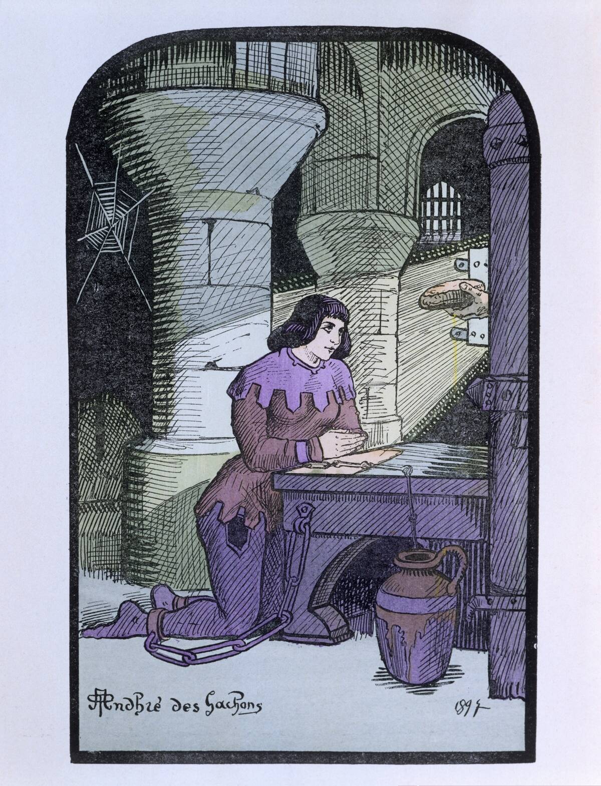 Engraving representing Joan of Arc in prison